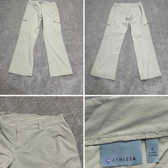 Athleta Pants - Athleta womens cargo hiking pants sz 8 mid rise cream khaki outdoor camping